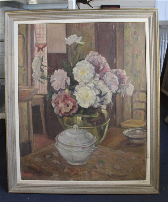 Henri Gizard (1879-1929) Still life of flowers in a vase 100 x 80cm